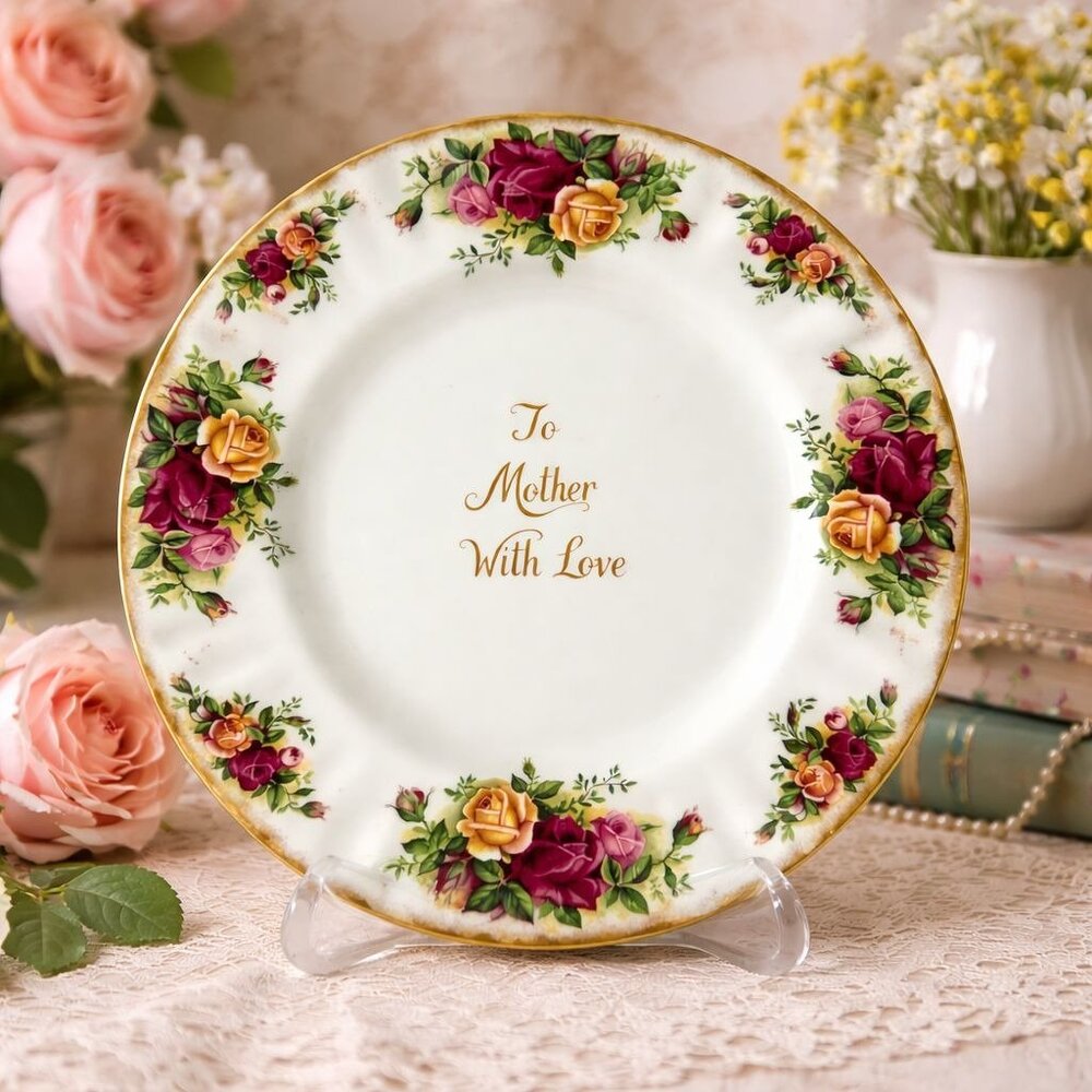Royal Albert Old Country Roses Plate To Mother With Love Bone China Gold Trim 8